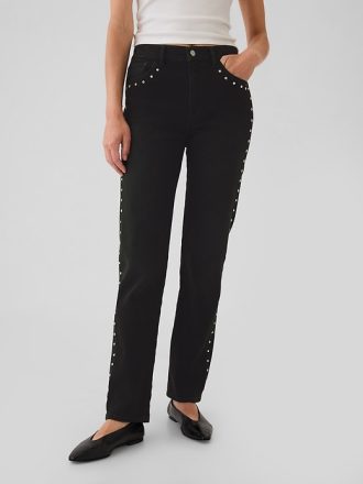 High Rise Studded ’90s Straight Jeans