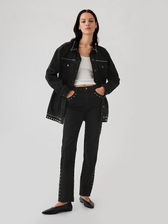 High Rise Studded ’90s Straight Jeans