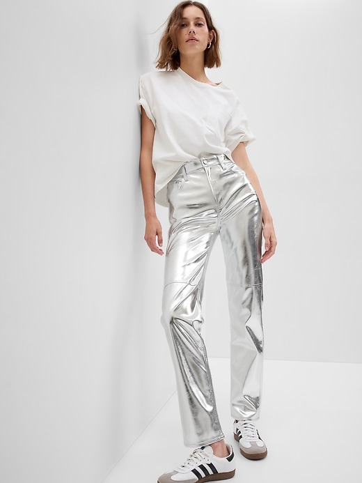 High Rise Vegan Leather Cheeky Straight Pants High Rise Vegan Leather Cheeky Straight Pants