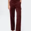 High Rise Velvet Straight Pants