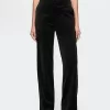 High Rise Velvet Straight Pants