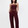 High Rise Velvet Straight Pants