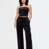 High Rise Velvet Straight Pants