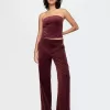 High Rise Velvet Straight Pants