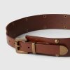Leather Studded Wide Belt