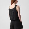 Linen-Blend Button-Back Cropped Tank Top