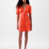 Linen-Blend Button Mini Dress
