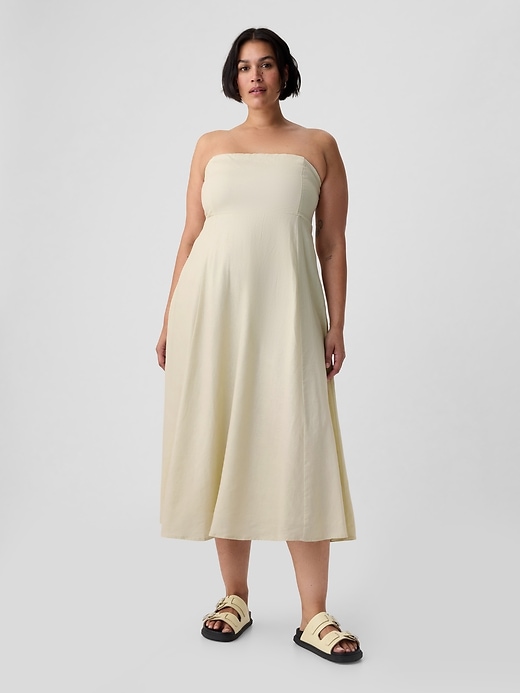Linen-Blend Midi Dress Linen-Blend Midi Dress