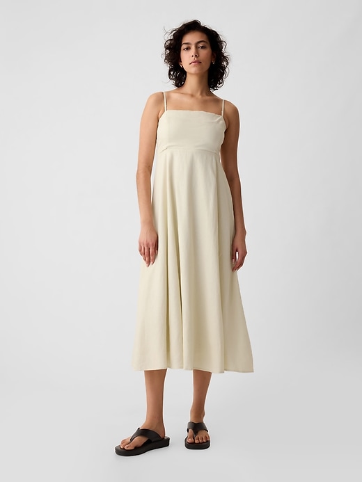 Linen-Blend Midi Dress Linen-Blend Midi Dress
