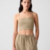 Linen-Cotton Cropped Tube Top