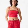 Linen-Cotton Cropped Tube Top