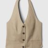 Linen-Cotton Halter Vest