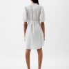 Linen-Cotton Puff Sleeve Mini Shirtdress