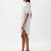 Linen-Cotton Puff Sleeve Mini Shirtdress