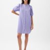 Linen-Cotton Puff Sleeve Mini Shirtdress