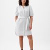Linen-Cotton Puff Sleeve Mini Shirtdress