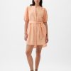 Linen-Cotton Puff Sleeve Mini Shirtdress