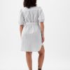 Linen-Cotton Puff Sleeve Mini Shirtdress