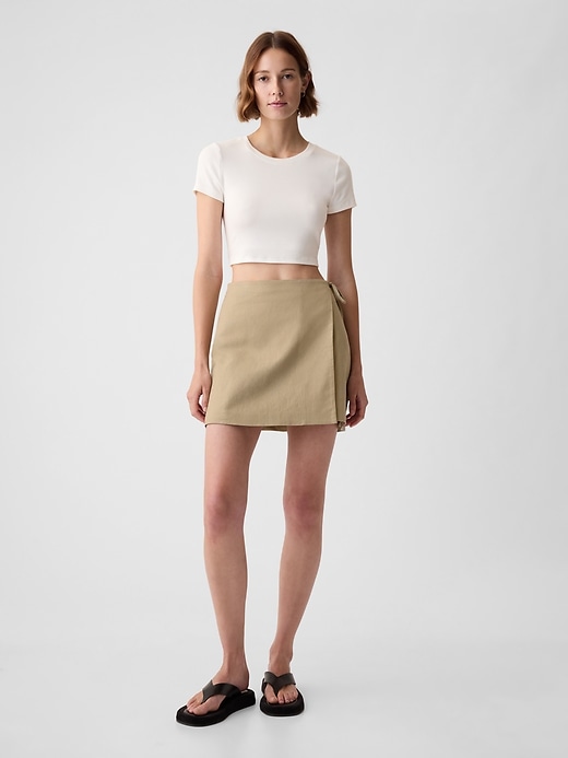 Linen-Cotton Wrap Mini Skirt Linen-Cotton Wrap Mini Skirt