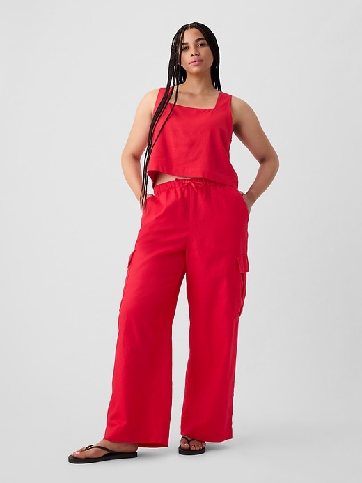 Mid Rise Linen-Cotton Pull-On Cargo Pants Mid Rise Linen-Cotton Pull-On Cargo Pants