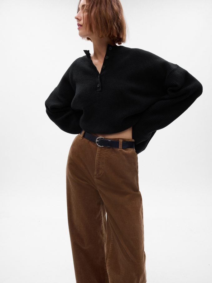 Mid Rise Loose Corduroy Pants