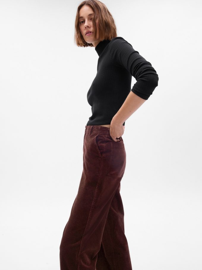 Mid Rise Loose Corduroy Pants