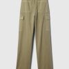 Mid Rise Loose Khaki Cargo Pants
