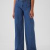 Mid Rise Pinstripe Baggy Jeans