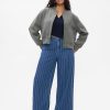 Mid Rise Pinstripe Baggy Jeans