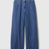 Mid Rise Pinstripe Baggy Jeans