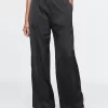 Mid Rise Recycled Satin Seamed Pants