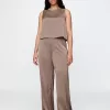 Mid Rise Recycled Satin Seamed Pants