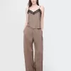 Mid Rise Recycled Satin Seamed Pants