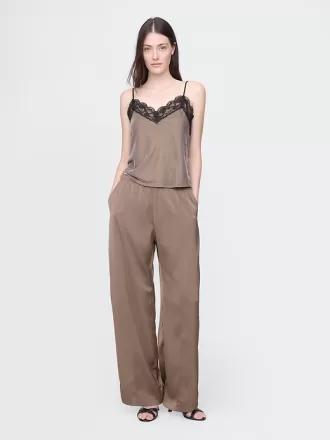 Mid Rise Recycled Satin Seamed Pants