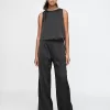 Mid Rise Recycled Satin Seamed Pants