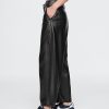 Mid Rise Vegan Leather Barrel Pants