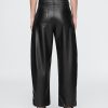 Mid Rise Vegan Leather Barrel Pants