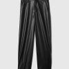 Mid Rise Vegan Leather Barrel Pants