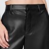 Mid Rise Vegan Leather Barrel Pants