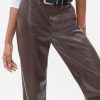 Mid Rise Vegan Leather Loose Pants