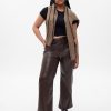 Mid Rise Vegan Leather Loose Pants