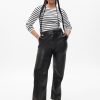 Mid Rise Vegan Leather Loose Pants