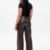 Mid Rise Vegan Leather Loose Pants