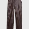 Mid Rise Vegan Leather Loose Pants