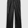 Mid Rise Vegan Leather Loose Pants