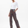 Mid Rise Vegan Leather Loose Pants