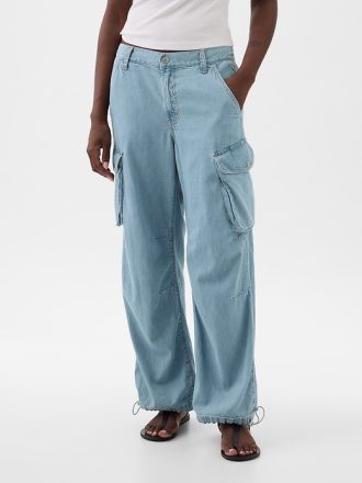 Mid Rise Wide Baggy Cargo Jeans