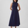 Mockneck Mixed Media Midi Dress