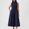 Mockneck Mixed Media Midi Dress