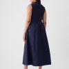 Mockneck Mixed Media Midi Dress